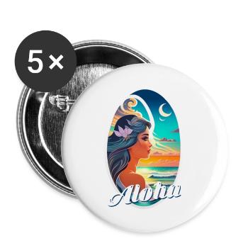 Aloha - surf - retro - Buttons large 2.2''/56 mm (5-pack) - white - Front