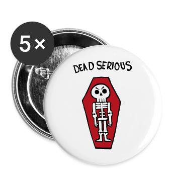 Squelette mort sérieux dans un cercueil - Lot de 5 grands badges (56 mm) - blanc - Devant