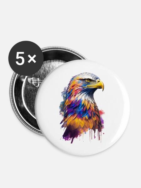 Adler Wasserfarbe - Buttons groß 56 mm (5er Pack) - Weiß