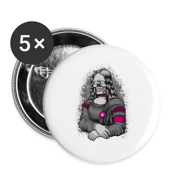 Mona Lisa - Buttons groß 56 mm (5er Pack) - Weiß - Vorne