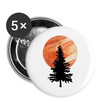 Pine tree and moon - Buttons large 2.2''/56 mm (5-pack) - white - Front