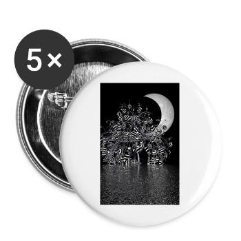 Mondschein - Buttons groß 56 mm (5er Pack) - Weiß - Vorne