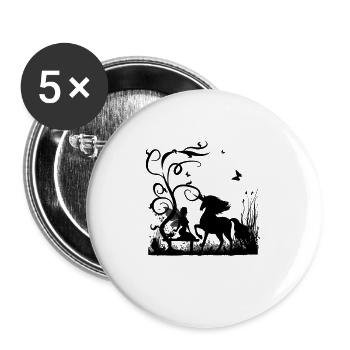 Wonderful fairy with unicorn in the sunet - Buttons large 2.2''/56 mm (5-pack) - white - Front