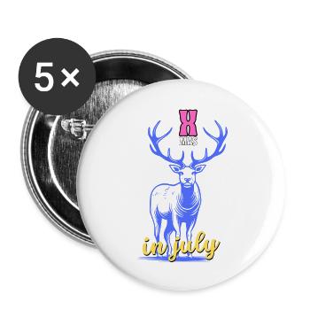 Christmas in July - Buttons large 2.2''/56 mm (5-pack) - white - Front