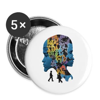 The Human Puzzle - Buttons large 2.2''/56 mm (5-pack) - white - Front
