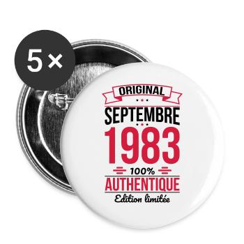 Anniversaire 40 ans - Original - Septembre 1983 - Lot de 5 grands badges (56 mm) - blanc - Devant