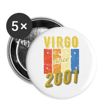 Vierge 2001 Cadeau d’anniversaire du zodiaque - Lot de 5 grands badges (56 mm) - blanc - Devant