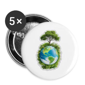 Mutter Erde - Buttons groß 56 mm (5er Pack) - Weiß - Vorne