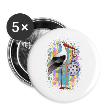 Storch - Buttons groß 56 mm (5er Pack) - Weiß - Vorne