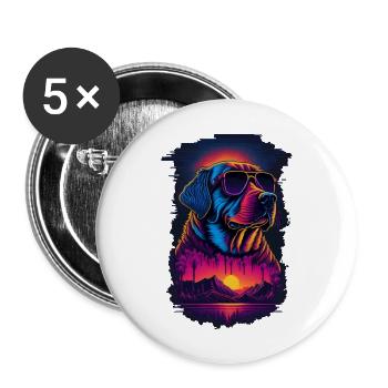 Labrador porte des lunettes de soleil - Lot de 5 grands badges (56 mm) - blanc - Devant