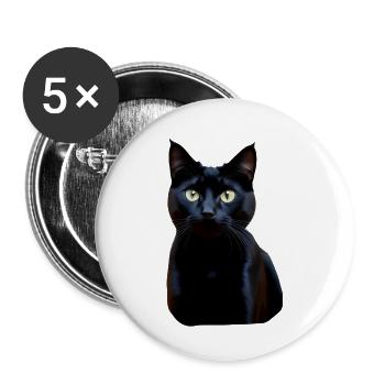 chat - Lot de 5 grands badges (56 mm) - blanc - Devant