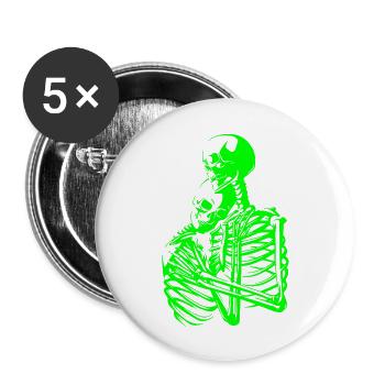 skull skeleton death halloween horror black dead - Buttons large 2.2''/56 mm (5-pack) - white - Front