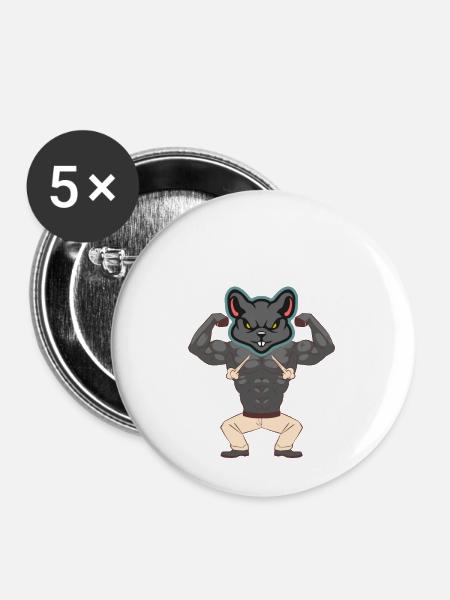 Gymrat - Buttons groß 56 mm (5er Pack) - Weiß