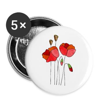 Blumen - Buttons groß 56 mm (5er Pack) - Weiß - Vorne