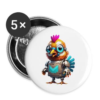 Robo chicken - Buttons groß 56 mm (5er Pack) - Weiß - Vorne