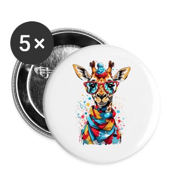 Coole Giraffe - Buttons groß 56 mm (5er Pack) - Weiß - Vorne
