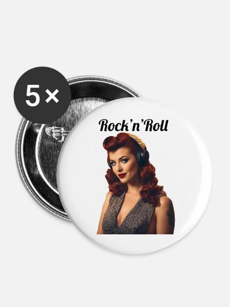 Pinup - Buttons groß 56 mm (5er Pack) - Weiß