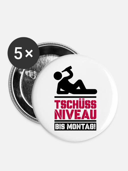 tschüss niveau - Buttons groß 56 mm (5er Pack) - Weiß