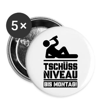 tschüss niveau - Buttons groß 56 mm (5er Pack) - Weiß - Vorne