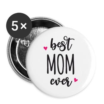 Beste Mutter aller Zeiten - Buttons groß 56 mm (5er Pack) - Weiß - Vorne