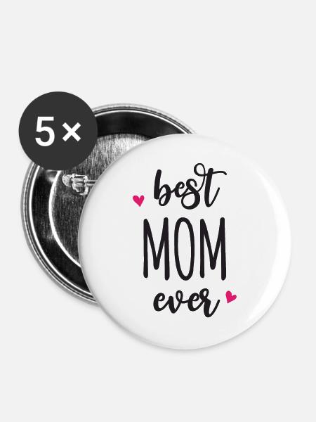 Beste Mutter aller Zeiten - Buttons groß 56 mm (5er Pack) - Weiß