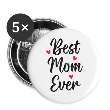 Beste Mutter aller Zeiten - Buttons groß 56 mm (5er Pack) - Weiß - Vorne