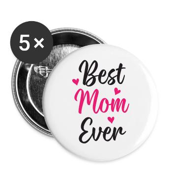 Beste Mutter aller Zeiten - Buttons groß 56 mm (5er Pack) - Weiß - Vorne