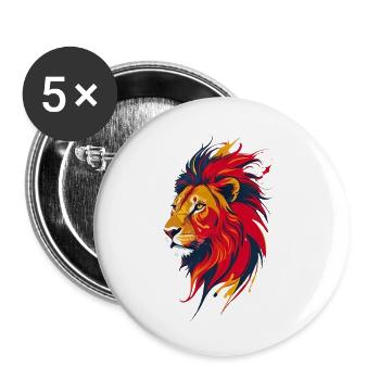 Lion's head - Buttons large 2.2''/56 mm (5-pack) - white - Front