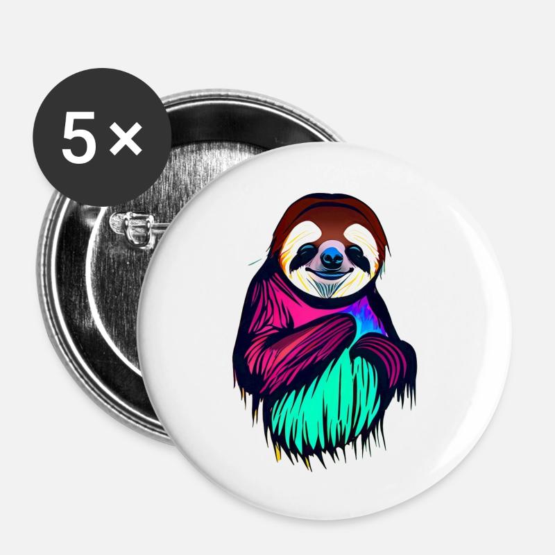 Sloth - Buttons large 2.2''/56 mm (5-pack) - white
