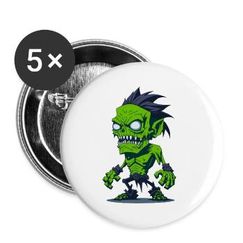 Zombie - Lot de 5 grands badges (56 mm) - blanc - Devant