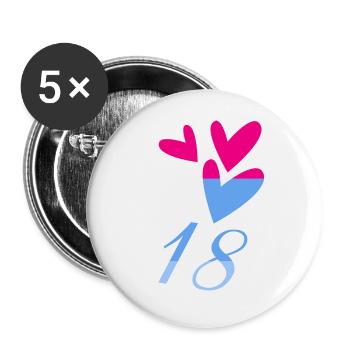 18. 18 JAHRE ALT. 18-jähriges JUBILÄUM. GEBURTSTAG 18 JAHRE. - Buttons groß 56 mm (5er Pack) - Weiß - Vorne
