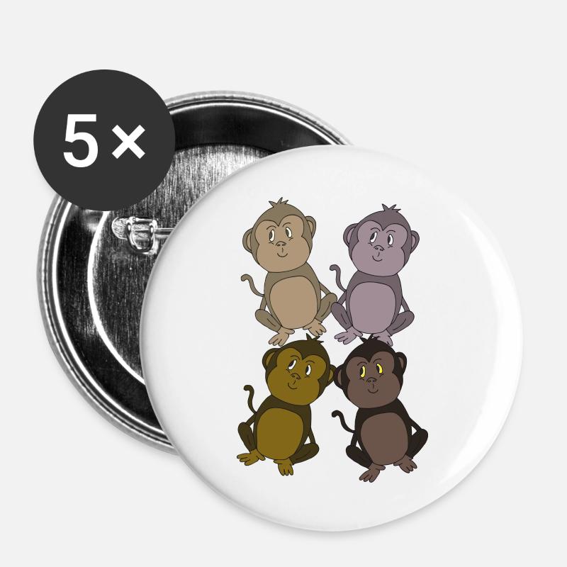 Monkey gang funny - Buttons large 2.2''/56 mm (5-pack) - white