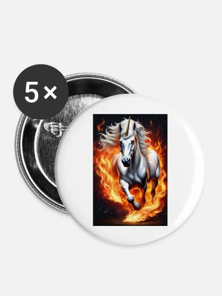 White Animals Einhorn - Buttons groß 56 mm (5er Pack) - Weiß