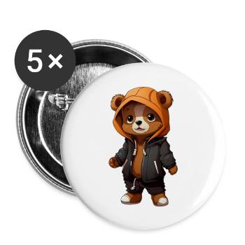 Cooler Baby Bär - Buttons groß 56 mm (5er Pack) - Weiß - Vorne
