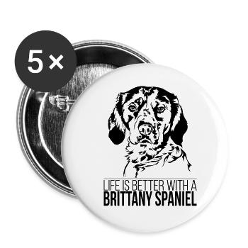 Bretagne La vie d’épagneul est meilleure Chiens Wilsigns - Lot de 5 grands badges (56 mm) - blanc - Devant