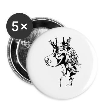 Irish Red and White Setter Krone Hunde Wilsigns - Buttons groß 56 mm (5er Pack) - Weiß - Vorne