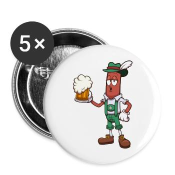 Octoberfest Sausage With Beer - Buttons large 2.2''/56 mm (5-pack) - white - Front
