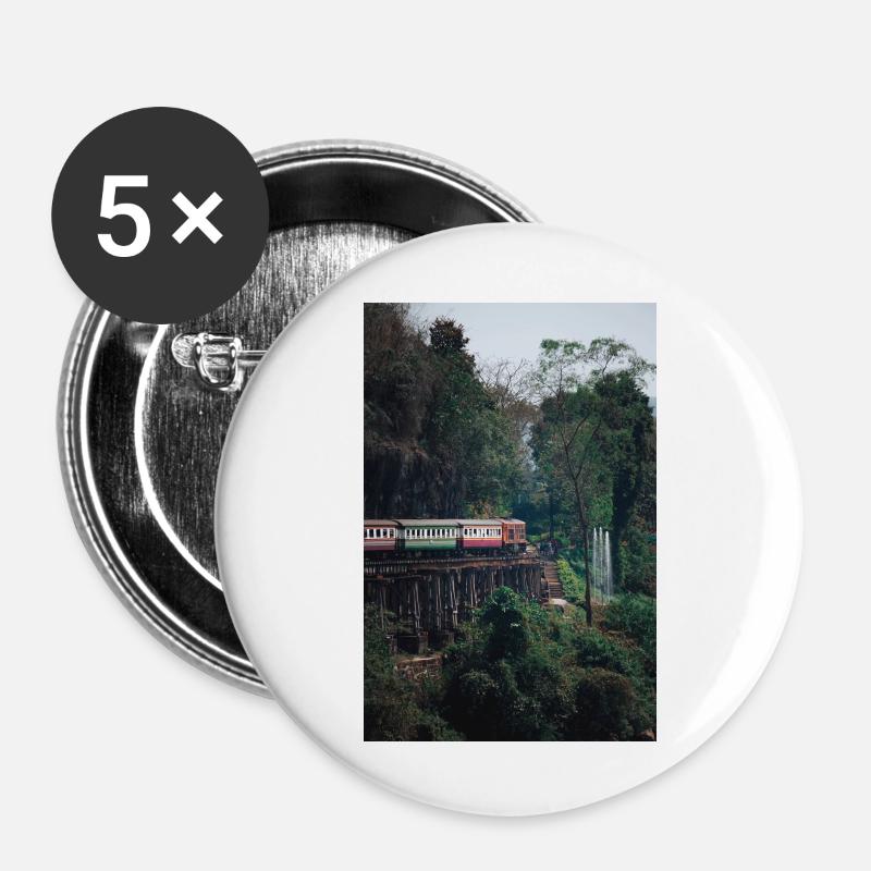 Train kantchanaburi - Buttons large 2.2''/56 mm (5-pack) - white