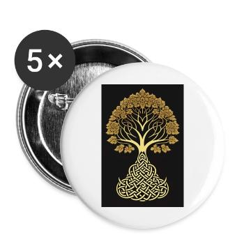 Keltischer Lebensbaum - Buttons groß 56 mm (5er Pack) - Weiß - Vorne
