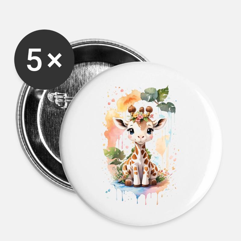 Giraffe - Buttons large 2.2''/56 mm (5-pack) - white