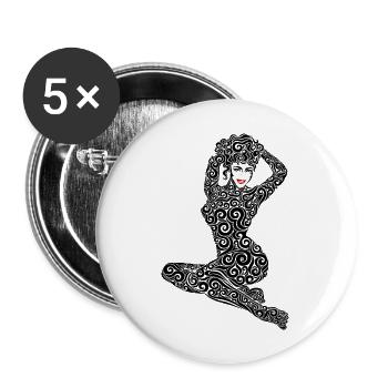 Swirly PinUp - Buttons large 2.2''/56 mm (5-pack) - white - Front