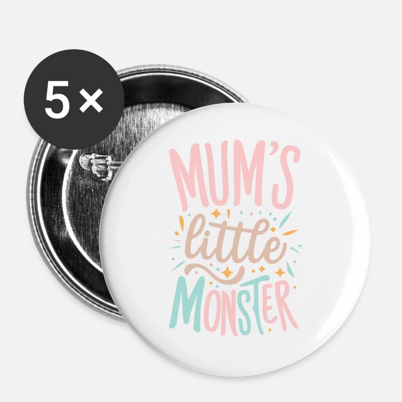 Mum's Little Monster - Buttons large 2.2''/56 mm (5-pack) - white