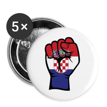 Croatia Flag Fist Hand Symbol - Buttons large 2.2''/56 mm (5-pack) - white - Front
