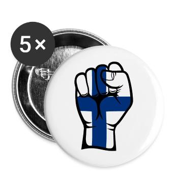 Finland Flag Fist Hand Symbol - Buttons large 2.2''/56 mm (5-pack) - white - Front