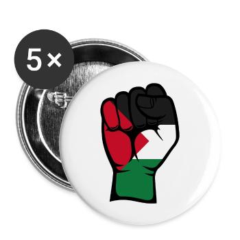 Palestine Flag Fist Symbol - Buttons large 2.2''/56 mm (5-pack) - white - Front