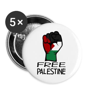 Palästina Flagge free Palestine schwarz - Buttons groß 56 mm (5er Pack) - Weiß - Vorne