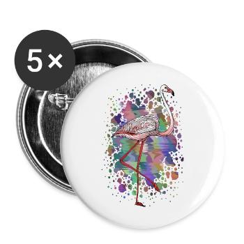 Oiseau coloré - Lot de 5 grands badges (56 mm) - blanc - Devant