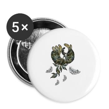 Elegant peacock in green colors. - Buttons large 2.2''/56 mm (5-pack) - white - Front