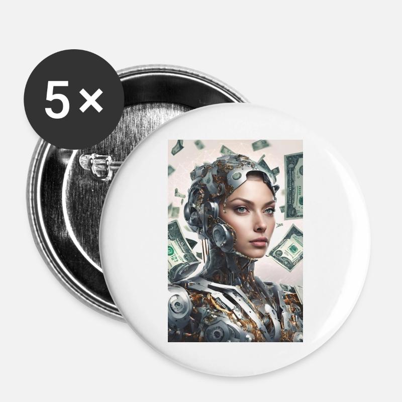 Artificial intelligence, the winning combination - Buttons large 2.2''/56 mm (5-pack) - white