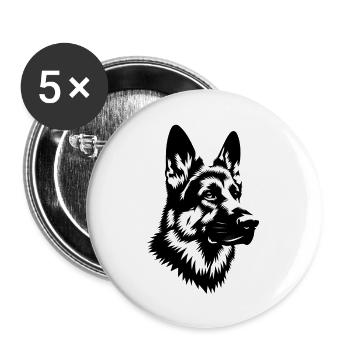 Deutscher Schäferhund - Buttons groß 56 mm (5er Pack) - Weiß - Vorne